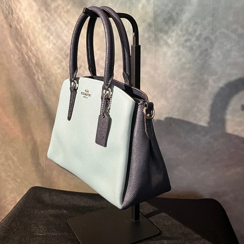 Coach Mini Sage‎ Carryall Colorblock Satchel Light Blue Navy Blue Style F73115